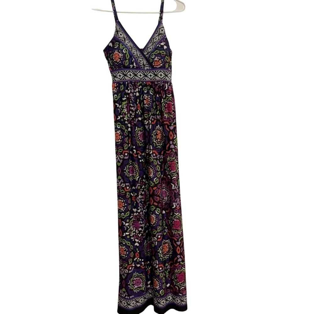 Olivia Matthews Maxi Dress Floral Print Sleeveless Casual Purple‎ Size Medium